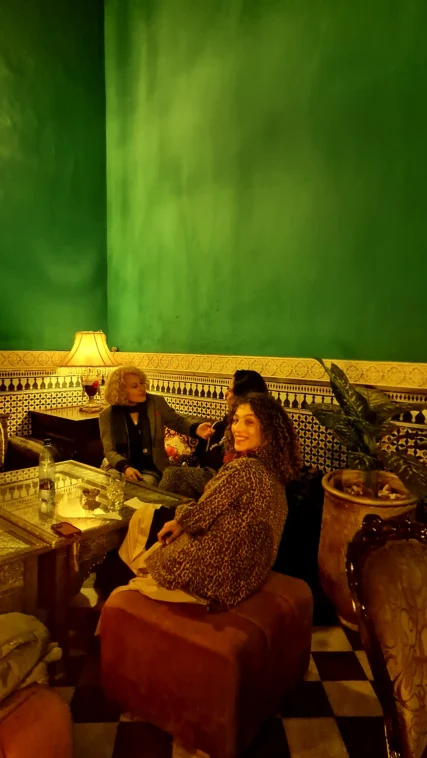 Green-toned beauty salon interior